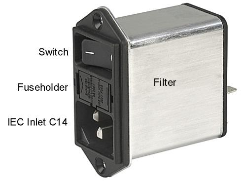 3.4 Electrical Connection and Power Supply 3.4.1 Power Entry Module The power input module is provided with an IEC 320-C14 connector, integrated Filter, fuseholder 1-pole and Line Switch 2-pole.