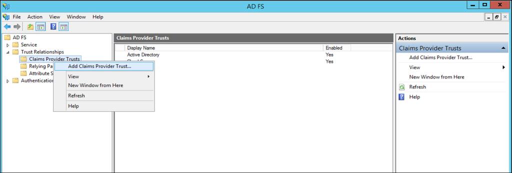 Adding Cloud Secure (PCS) as Claims Provider trust 1. Login to AD Server where ADFS services are enabled 2.
