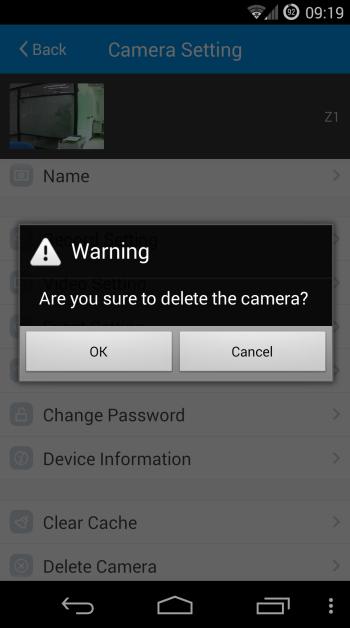 ix. Delete Camera Delete the camera associated with the APP.
