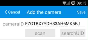 After entering the UID, type the password (admin by default) and camera name, and click the