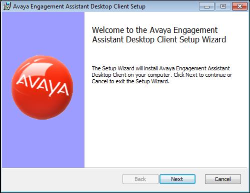 Installing the Engagement Assistant Desktop Client for Windows 5. Click Next.
