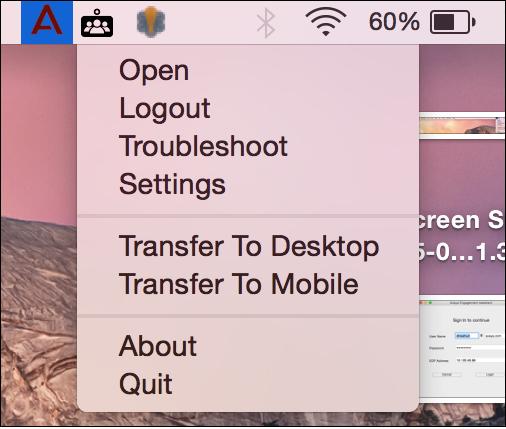 on the status bar. The system displays Login as an option.