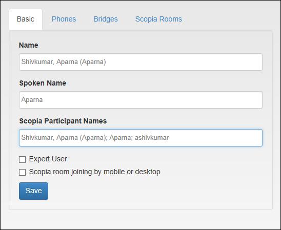 Seamless Transfer Configure the Engagement Assistant Desktop Client settings Use the Desktop Client Settings tab to configure the Scopia participant names and the mobile number.