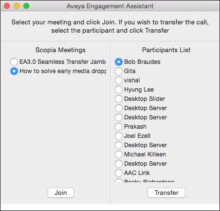 Troubleshooting Seamless Transfer Cause The Desktop Client displays the pop-up window if the application cannot find you as one of the participants in the Scopia meeting.