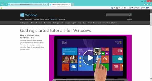WINDOWS 8.1 FOUNDATION FOR BUSINESS USERS PAGE 63 Spend a few moments viewing the training tutorials.
