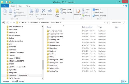 WINDOWS 8.1 FOUNDATION FOR BUSINESS USERS PAGE 86 Manipulating Folders Creating a folder If necessary open the File Explorer and navigate to the Windows 8.