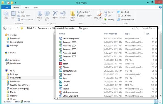 contents of the File Types folder.