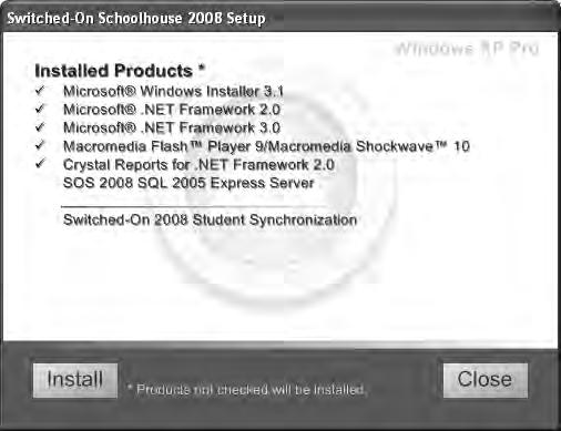 INSTALLING STUDENT SYNCHRONIZATION Follow the steps below to install the Student DL Synchronization feature: On the SOS 2008 Setup window, (shown to the right), click the second option, Student DL