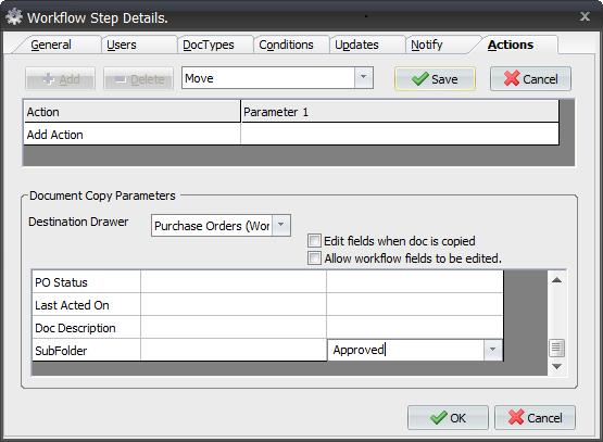 How do I move a document once it has finished a Workflow Process? Solution: You can create an automatic action to move the document once the final Workflow Step has been performed.