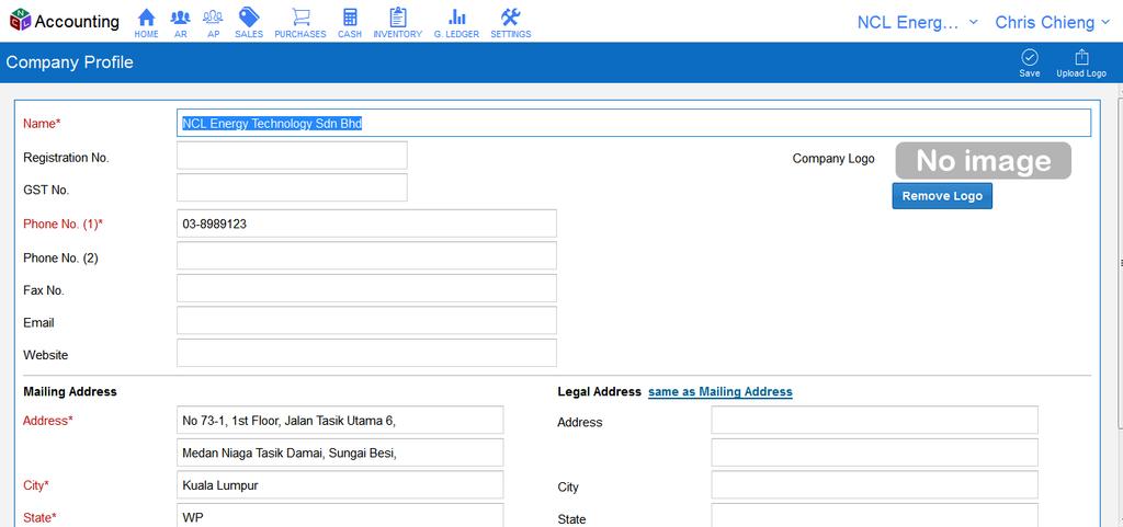SETTINGS Module Company Profile Every company has its own business details; this page is where you can edit the details which you had created