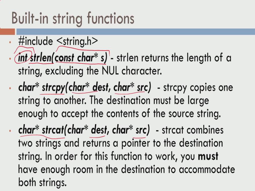 (Refer Slide Time: 24:17) So, for example you have a function called strlen.
