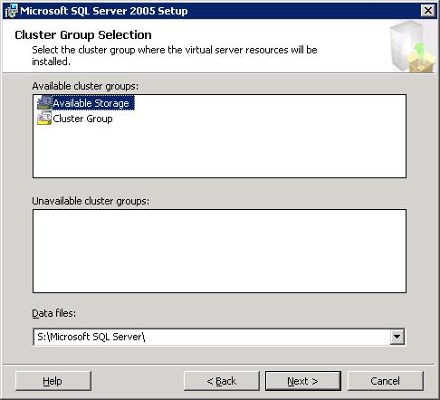 Figure 12: Cluster Group Configuration 22. Click Next. The Cluster Node Configuration window appears. By default the installation program assumes that all nodes are part of the cluster.