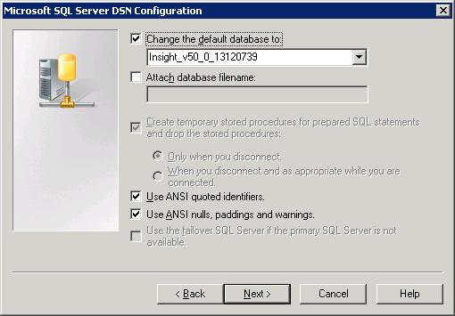 Figure 18: Server DSN Configuration 8. Select the database, which is created by the secondary system. Use the database name indicated in the Installing HP SIM 6.x on the secondary system section. 9.