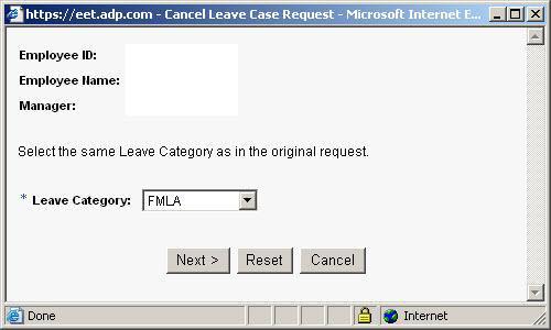 Use the drop down for Leave Category to select