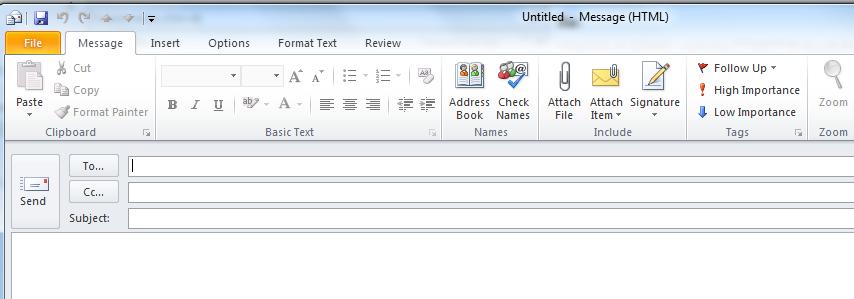 Attaching a File or Outlook Item File Any type of file