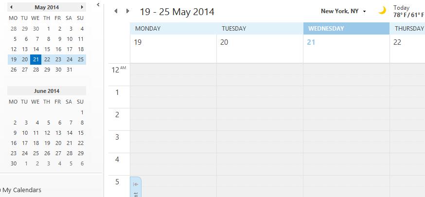 Calendar Outlook s Calendar View is used to organise schedules. Exercise 52 Ctrl 2 1 Click on on the Navigation bar.