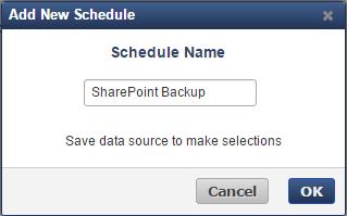 8. Click OK. The Edit SharePoint Online page is updated with the new schedule name. 9. Click Save.