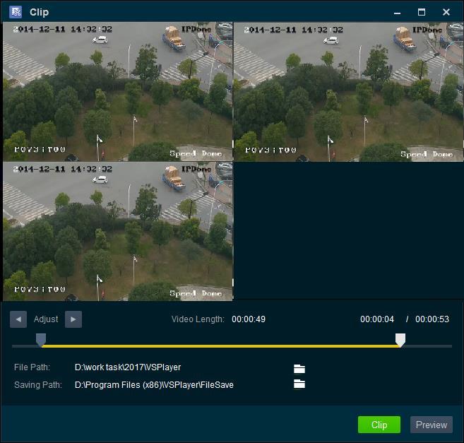 3. Drag to set the desired start and end position of the video footage. You can also click and to adjust the position. The video length, start time, and end time will display below the display window.
