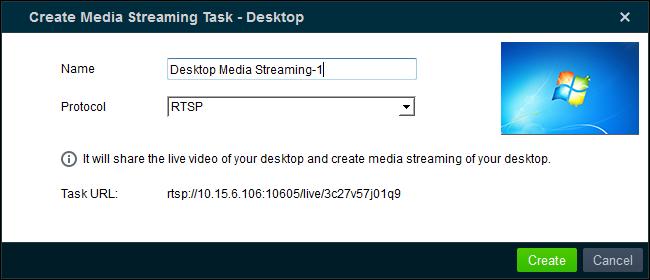 (1) Input the media streaming name in the Name field as you want. (2) In the Source URL field, input the address of the device.