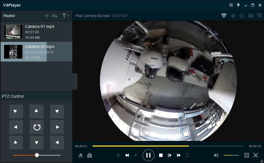 You can play the PanuVo camera s video files in PanuVo mode. Two modes are available: Original Mode and PTZ Mode. Original Mode: The video files will be played in original mode.
