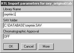 3. Select oxy_original.tab in C:\database, click Open. 4. Type in the Library name (such as oxymix.