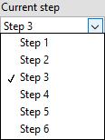 Step parameters Parameters of the step currently selected or parameters to be