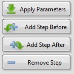 Applies the current step parameters to the current step. Add a step before the current step using the current parameters.