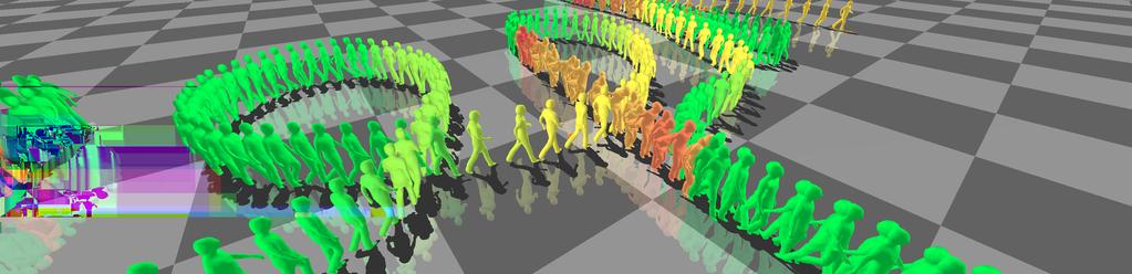 (a) Real-time interactive character animation with a 4D parametric motion graph (b) Interactive parametric control of jump and reach motions (c) A character automatically follows a path set by the