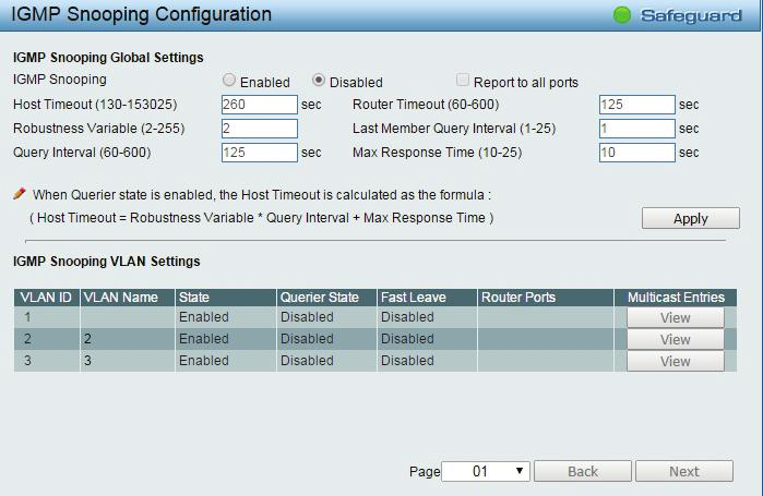Figure 4.54 L2 Functions > Multicast > IGMP Snooping Configuration By default, IGMP is disabled.