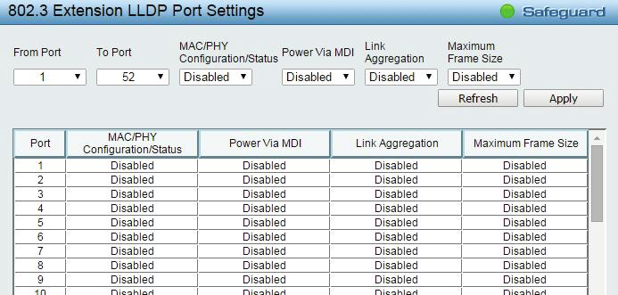 If select Enabled, users can specifies the content of VLAN ID or VLAN Name or all. Protocol Identity: Specifies the Protocol Identity to be enabled or disabled in the LLDP port.
