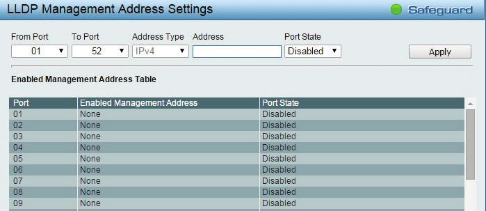 Enabled Enables the Power via MDI configured on the port. Disabled Disables the Power via MDI configured on the port. Link Aggregation: Specifies whether the link aggregation is enabled on the port.