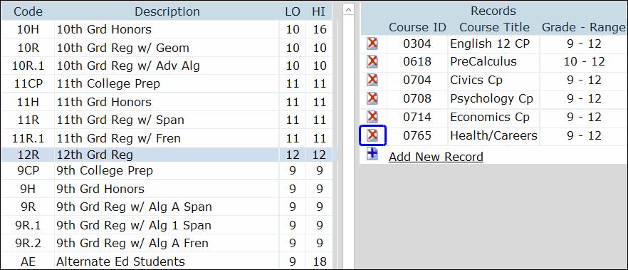 Add Courses to the Course Request Packet To add additional courses to a packet, click the Add New Record button. Click on the magnifying glass to open the search engine.