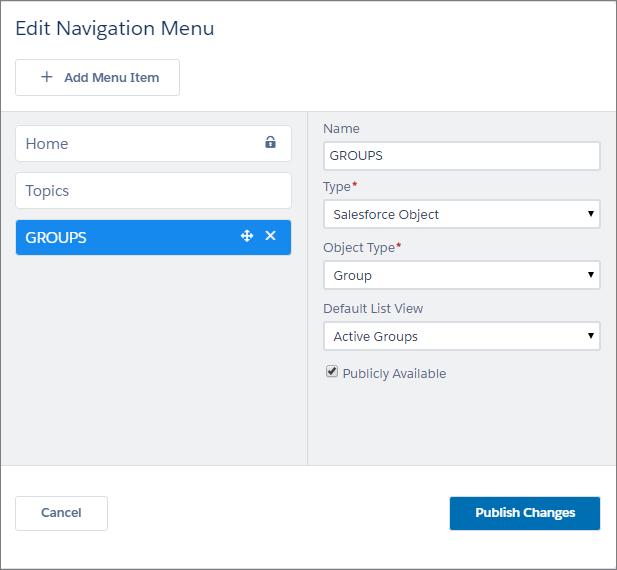 Share More Salesforce Object Data in Your Community 2. Publish your community. 3. If you haven t already, customize the group publisher layout to include the Add Member action.