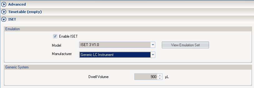 3 Setting Up ISET Parameters Generic emulation using dwell volume Generic emulation using dwell volume The generic emulation using dwell volume can be used for LC instruments not listed as ISET
