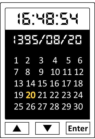 Main Menu Page 11: Date and Time In this page, time, date and calendar are shown. Press Enter to change time zone or calendar type.