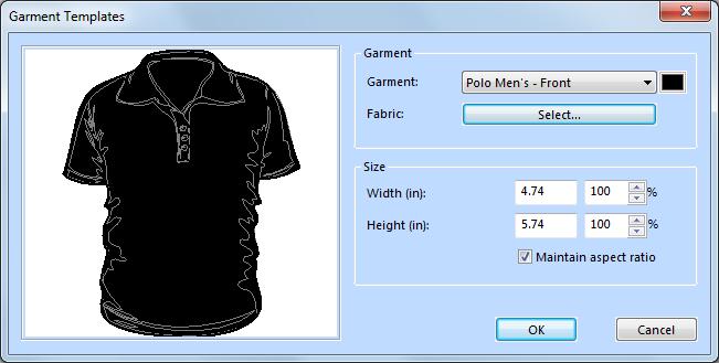 Editing Designs 159 3 From the garment drop-down list, choose a garment template. 4 To select the background of the garment, do one of the following: To choose a solid color.