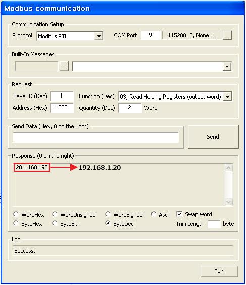 Register IP-Address can be set by adapter TCP/IP special