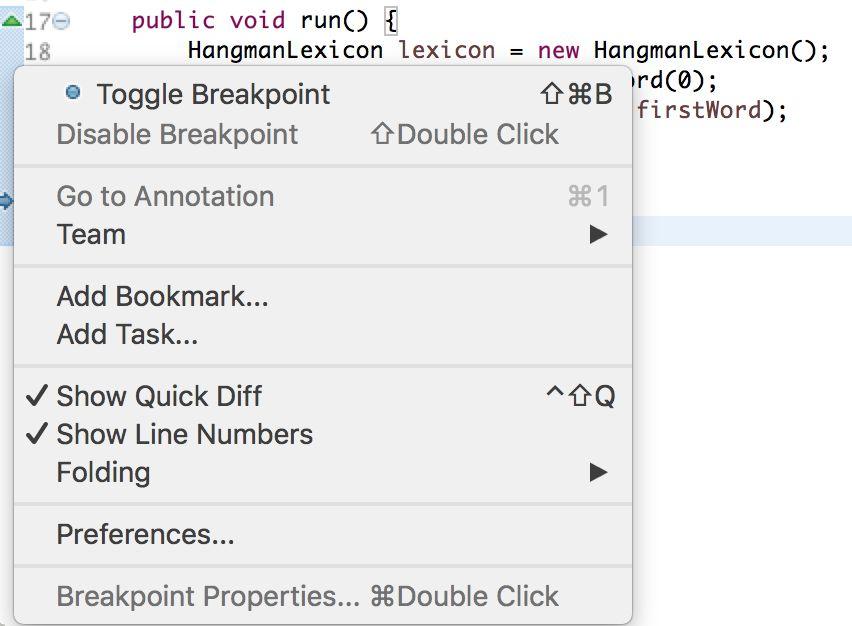 Click Toggle Breakpoint to