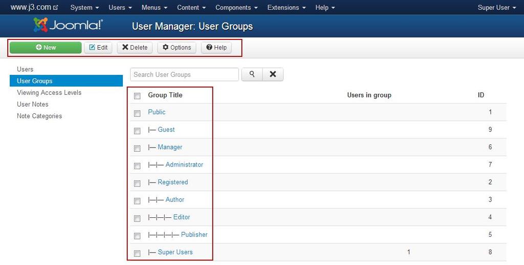 User Groups On Click of the link User Groups, the User Groups, User interface, is displayed in the Browser as shown in diagram 13.