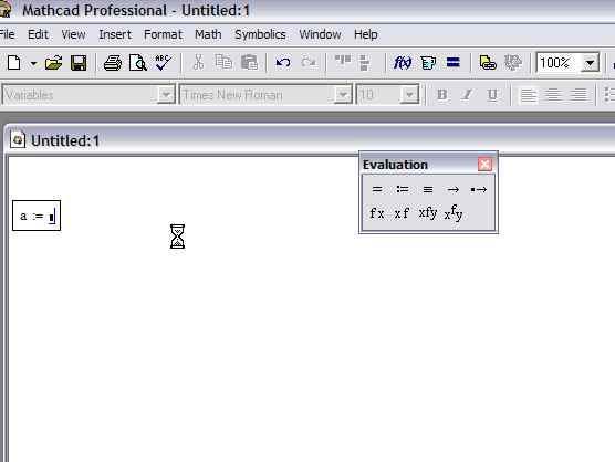 Figure 1 Entering an Arithmetic Assignment Statement (An Equation) This box indicates that this equation is being edited. The evaluation toolbar contains the most common operators.