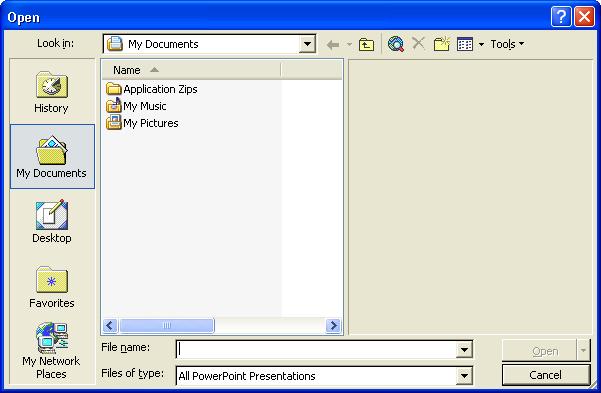 3.2 Presentation Fundamentals 4 In the Look in box, verify that your hard disk is selected.