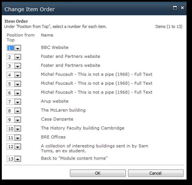 b) Change the order of links: You can reorder links by clicking on