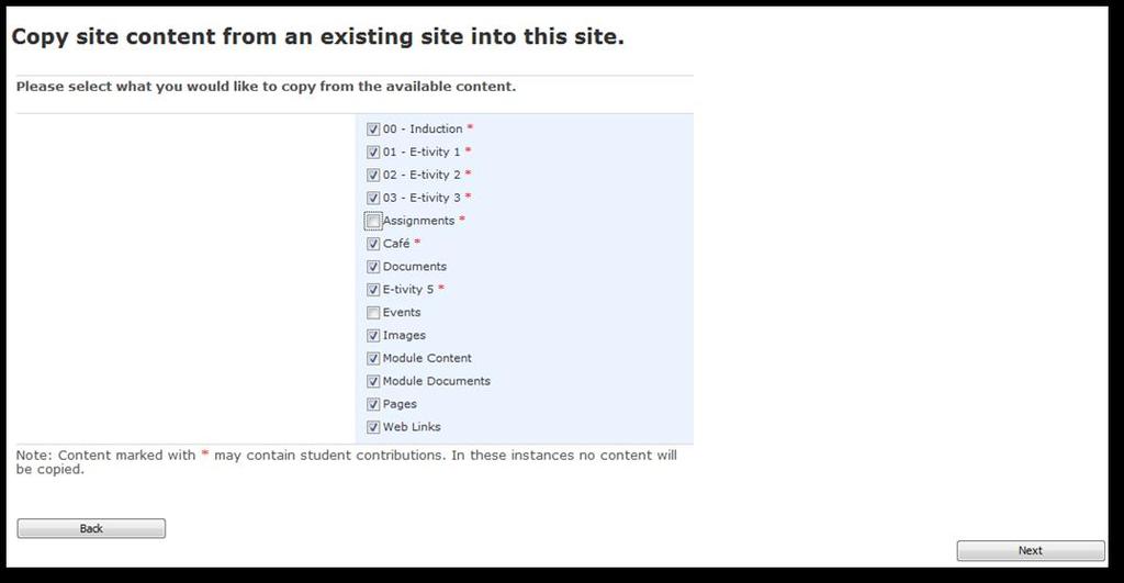 without its subsites. If you have chosen to copy the Portal site you can only copy Specific Content.