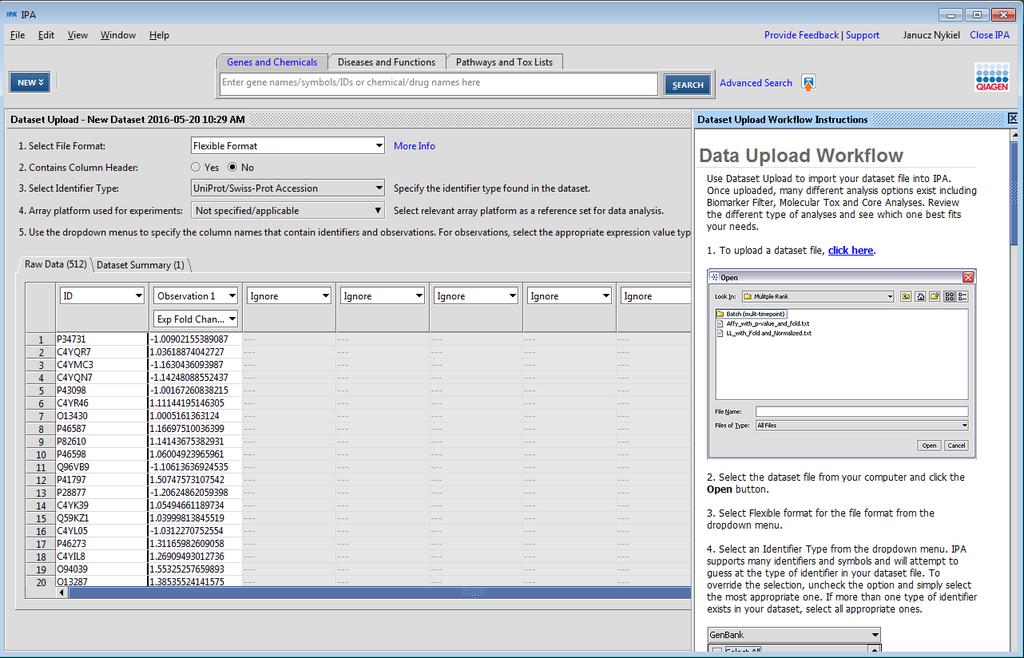 You can now explore your protein expression data using the tools available in IPA.