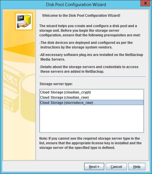 Step 3: Creating a Disk Pool The Cloud Storage Server Configuration Wizard will close and the Disk Pool Configuration Wizard
