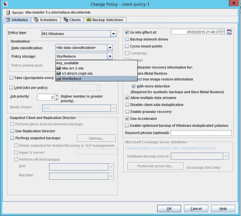 Step 5: Configure a Backup Policy Configure the appropriate