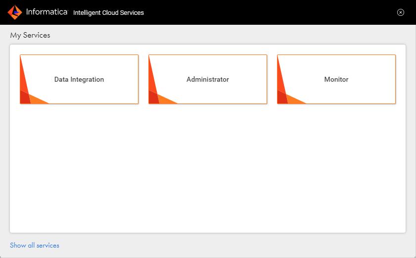 The following image shows the My Services page with the Data Integration service, Administrator service, and Monitor service: You can select one of the services to be the default service when you log