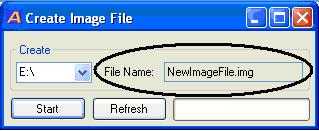 3. In the box labeled File Name, you may enter the name of the newly created image.