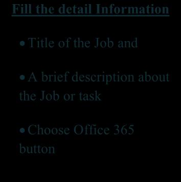 Fill the detail Information Title of the Job and A brief description about the Job or task Choose Office 365 button