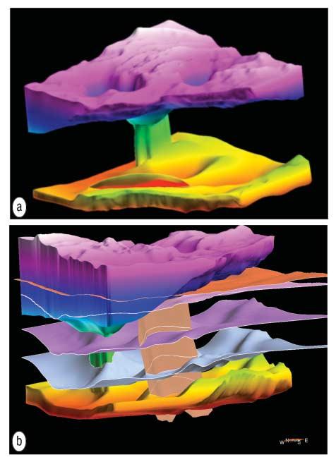 Figure 3. A profile from the Tempest 3D velocity model. Velocity scale is in ft/s. Figure 2. (a) 3D view of the Tempest model autochthonous and allochthonous salt.